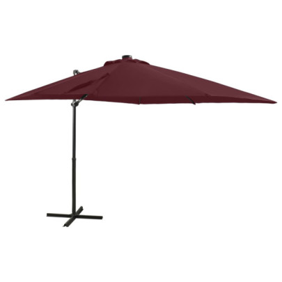 Umbrelă în consolă cu stâlp și LED-uri - roșu bordo - 250 cm