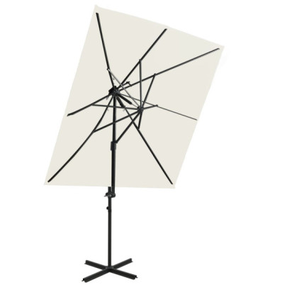 Umbrelă în consolă cu înveliș dublu - nisipiu - 250x250 cm