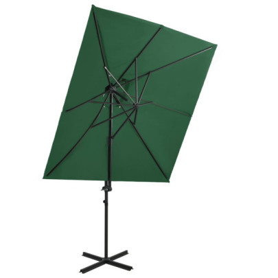 Umbrelă în consolă cu înveliș dublu - verde - 250x250 cm