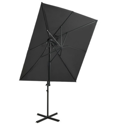 Umbrelă în consolă cu înveliș dublu - antracit - 250x250 cm