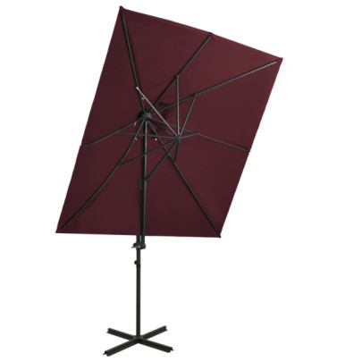 Umbrelă în consolă cu înveliș dublu - roșu bordo - 250x250 cm