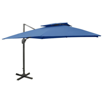 Umbrelă în consolă cu înveliș dublu - albastru azur - 300x300 cm