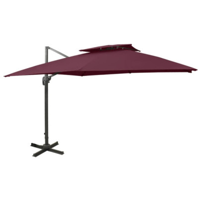 Umbrelă în consolă cu înveliș dublu - roșu bordo - 300x300 cm