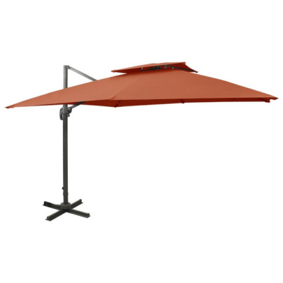 Umbrelă în consolă cu înveliș dublu - cărămiziu - 300x300 cm