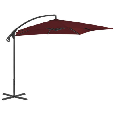 Umbrelă în consolă cu stâlp din oțel - roșu vin - 250x250 cm