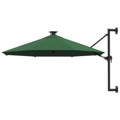 Umbrelă de soare montată pe perete cu LED-uri - verde - 300 cm
