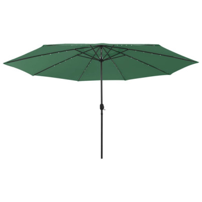 Umbrelă soare de grădină cu LED-uri - verde - 400 cm