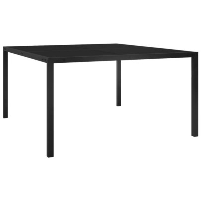 Masă de grădină - negru - 130x130x72 cm - oțel și sticlă