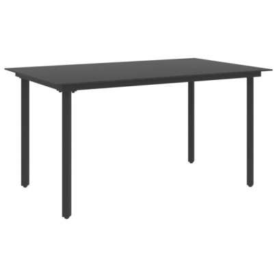 Masă de grădină - negru - 150 x 80 x 74 cm - oțel și sticlă