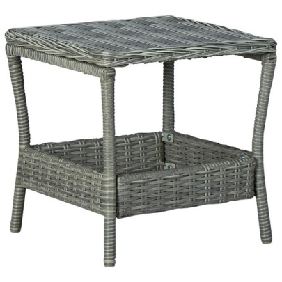 Masă de grădină - gri deschis - 45 x 45 x 46,5 cm - poliratan