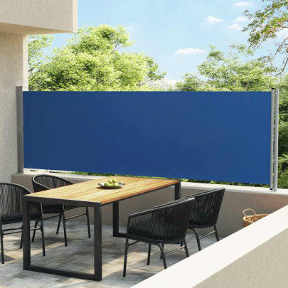 Copertină laterală retractabilă de terasă - albastru - 140x600 cm