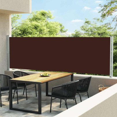 Copertină laterală retractabilă de terasă - maro - 140 x 600 cm