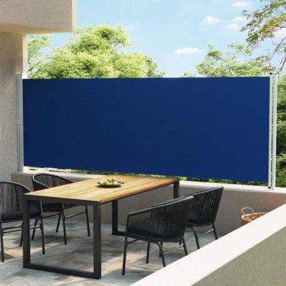 Copertină laterală retractabilă de terasă - albastru - 600x160 cm
