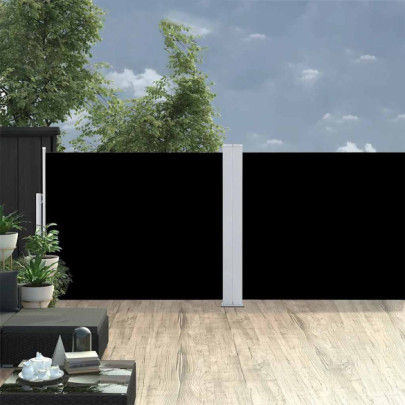 Copertină laterală retractabilă de terasă - negru - 140 x 1200 cm