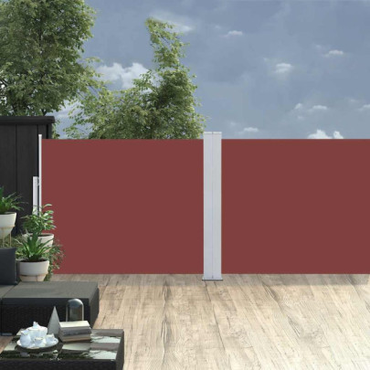 Copertină laterală retractabilă de terasă - maro - 140 x 1200 cm