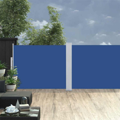Copertină laterală retractabilă de terasă - albastru - 170x1200cm