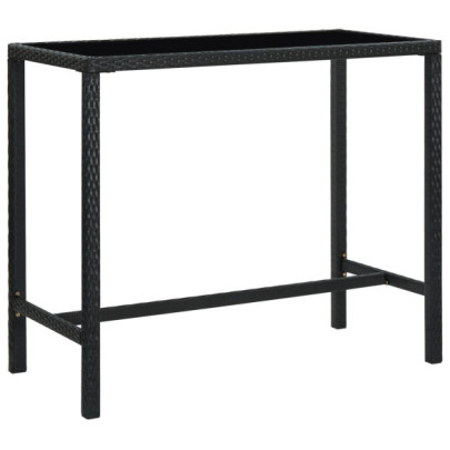 Masă de bar grădină - negru - 130x60x110 cm - poliratan și sticlă
