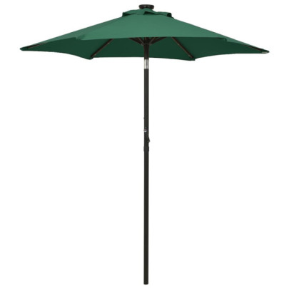 Umbrelă de soare cu lumini LED - verde - 200x211 cm - aluminiu