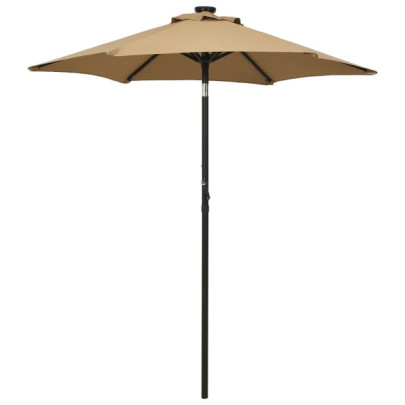 Umbrelă de soare cu lumini LED - taupe - 200x211 cm - aluminiu