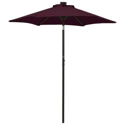 Umbrelă de soare cu lumini LED - roșu bordo - 200x211cm - aluminiu