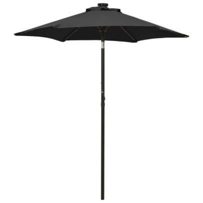 Umbrelă de soare cu lumini LED - negru - 200x211 cm - aluminiu