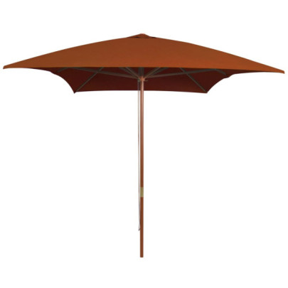 Umbrelă de soare cu stâlp din lemn - cărămiziu - 200x300 cm