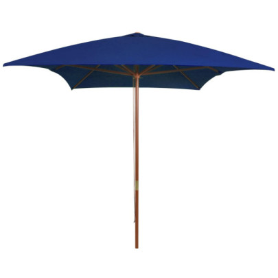 Umbrelă de soare cu stâlp din lemn - albastru - 200x300 cm