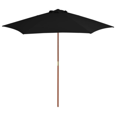 Umbrelă de soare de grădină cu stâlp din lemn - negru - 270 cm