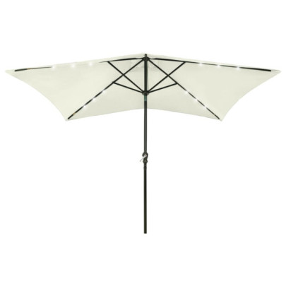 Umbrelă de soare cu stâlp din oțel & LED-uri - nisipiu - 2x3 m