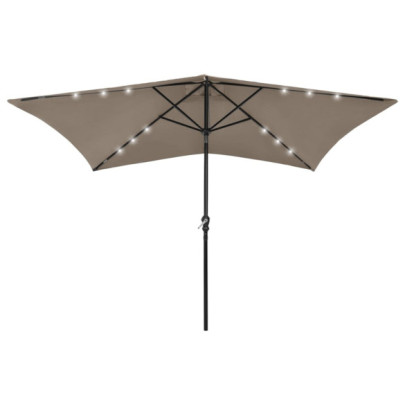 Umbrelă de soare cu stâlp din oțel & LED-uri - taupe - 2x3 m