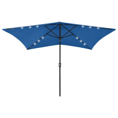 Umbrelă de soare - stâlp din oțel/LED-uri - albastru azur - 2x3 m