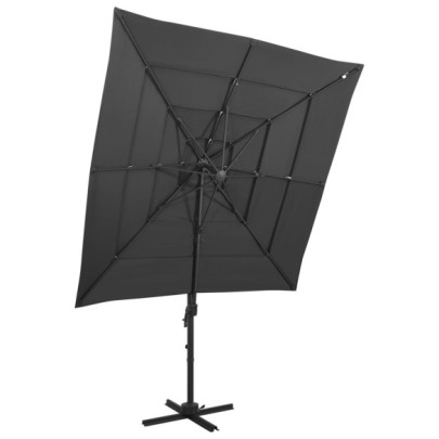 Umbrelă de soare 4 niveluri - stâlp aluminiu antracit 250x250 cm