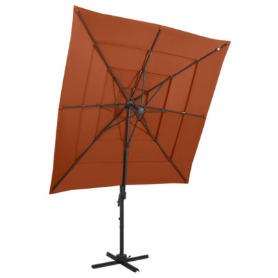 Umbrelă soare 4 niveluri - stâlp aluminiu - cărămiziu - 250x250 cm
