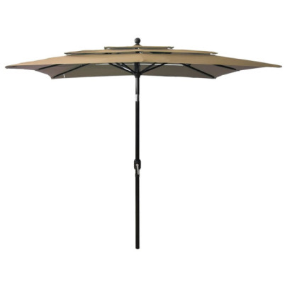 Umbrelă de soare 3 niveluri - stâlp aluminiu - taupe - 2,5x2,5 m