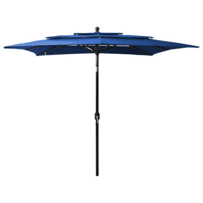 Umbrelă grădină 3 niveluri - stâlp aluminiu - azuriu - 2,5x2,5 m