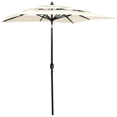 Umbrelă grădină 3 niveluri - stâlp din aluminiu - nisipiu - 2x2 m