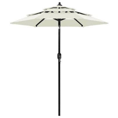 Umbrelă de grădină cu 3 niveluri - stâlp aluminiu - nisipiu - 2 m