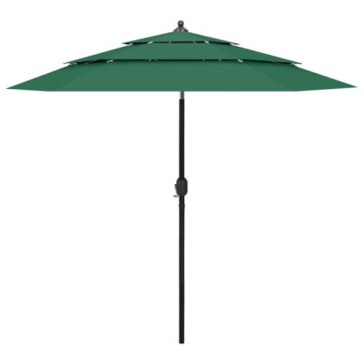 Umbrelă de grădină cu 3 niveluri - stâlp aluminiu - verde - 2,5 m