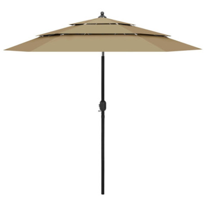 Umbrelă de grădină 3 niveluri - stâlp aluminiu - taupe - 2,5 m