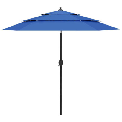 Umbrelă de grădină 3 niveluri - stâlp de aluminiu - azuriu - 2,5 m