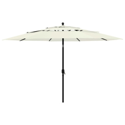 Umbrelă grădină cu 3 niveluri - stâlp aluminiu - nisipiu - 3,5 m