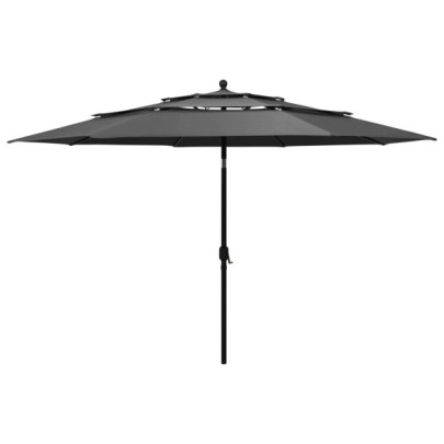 Umbrelă de grădină 3 niveluri - stâlp aluminiu - antracit - 3,5 m