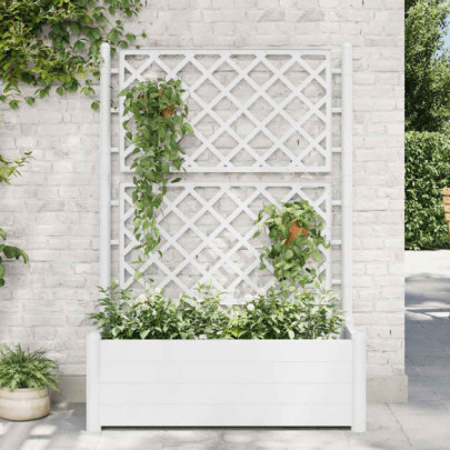 Jardinieră de grădină cu spalier - alb - 100 x 43 x 142 - PP