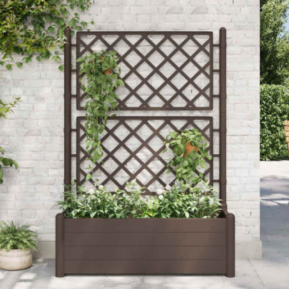 Jardinieră de grădină cu spalier - cafeniu - 100 x 43 x 142 cm PP